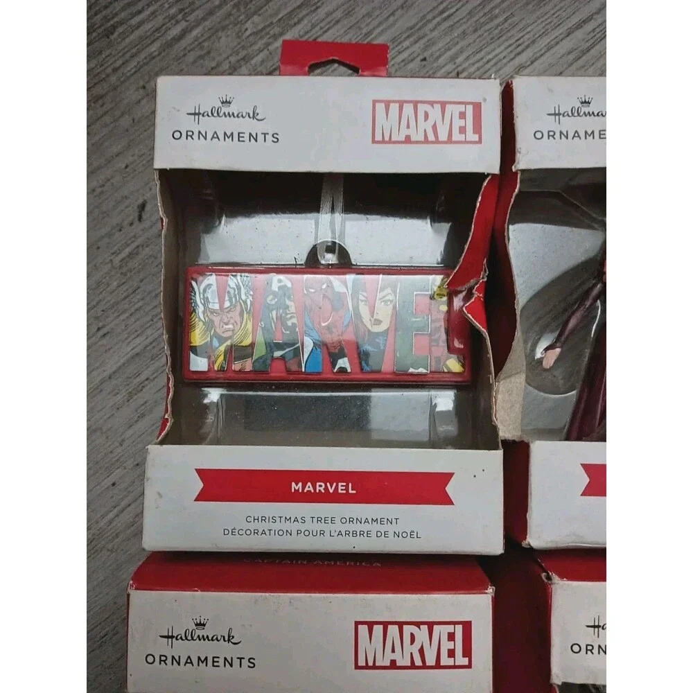 Lot of 6 Marvel Hallmark Ornaments - Scarlet Witch, Loki, Groot, & More - NIB